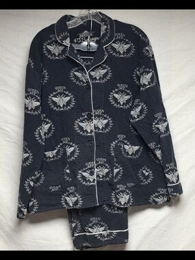 PJ Salvage Navy Queen Bee Pajama Set with White Motif